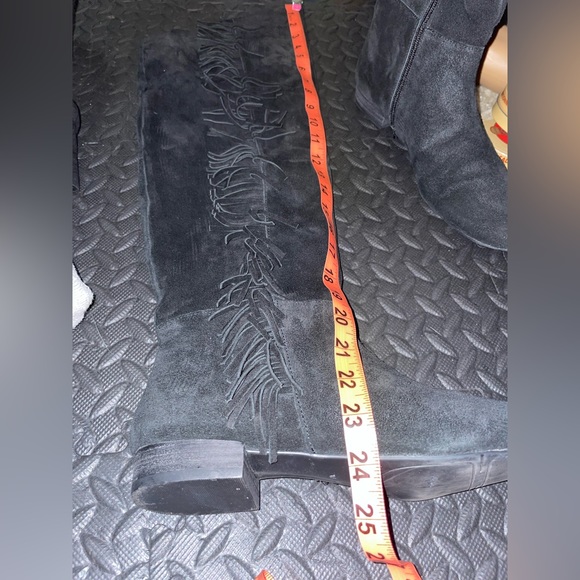 ❌SOLD❌Nine West Vapretaport Black Suede OTK Boots w/ Side Fringe Size 9M - Picture 9 of 10